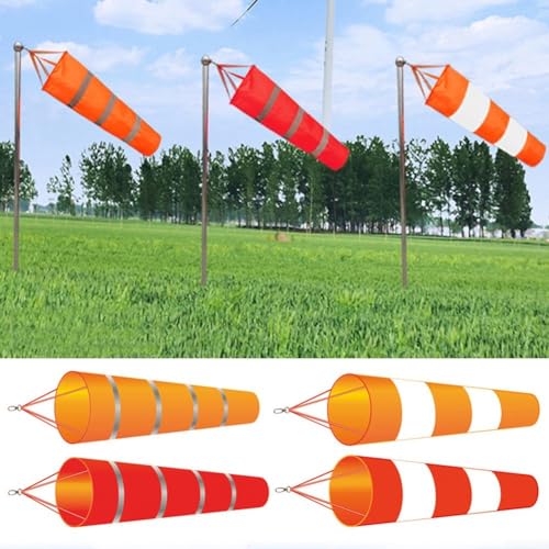 Meteorologie-Windsack-Tasche, 150 cm Länge, Orange + Weiß, Windmesssocke (Orange + Weiß) von Whychstore