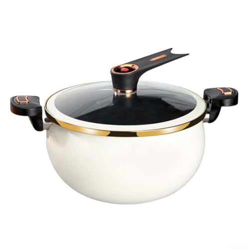 Mini-Schnellkochtopf aus Gusseisen mit Nicht-Beschichtung und ergonomischem Griff für einfaches Kochen auf jedem Herd (8 l weiß) von Whychstore
