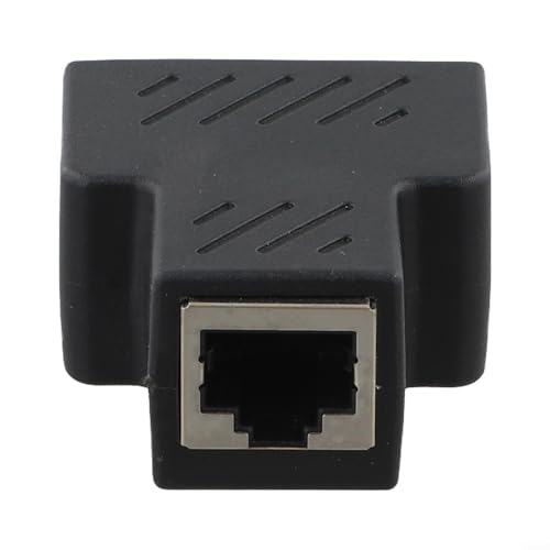 Netzwerkkabelstecker für RJ45-Ethernet-Splitter-Adapter, unterstützt Dual-Verbindung mit Metallabschirmung (schwarz) von Whychstore