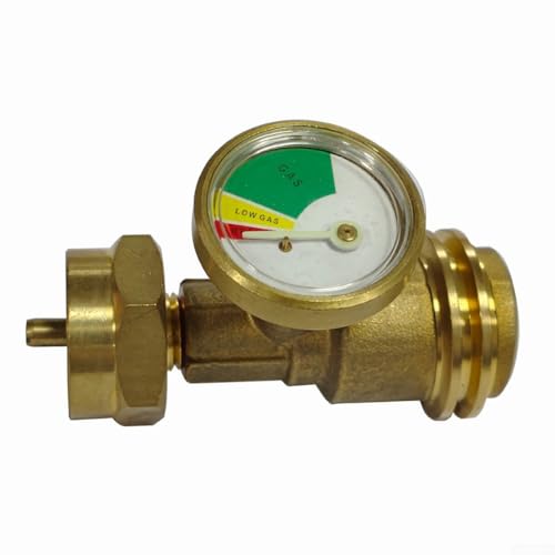 Propangas-Tankadapter, Messing-Gasadapter mit Manometer, Propan-Schlauchregler, alter zu neuer Anschlusstyp Propangas-Zylinder-Schnelladapter von Whychstore