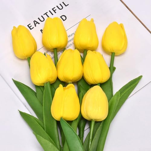 Realistische künstliche Tulpenblumen für Hochzeit und Heimdekoration, zeitlose Blumensträuße für dauerhafte Schönheit, Gelb, 2 Stück von Whychstore