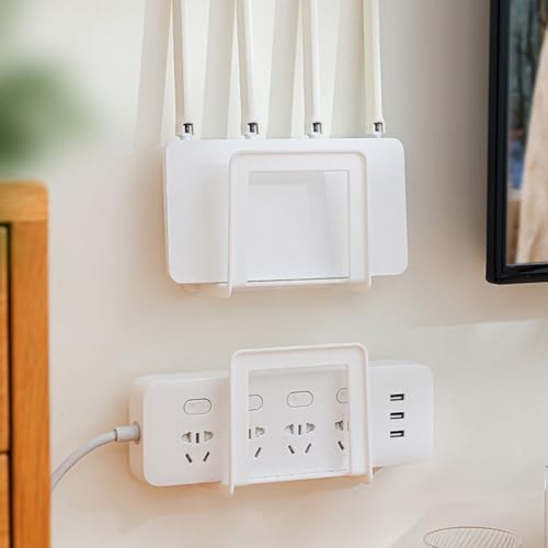 Router-Regal, wandmontiertes schwimmendes WLAN-Router-Rack, Wifi-Router-Aufbewahrungsbox, Kabel-Organizer zur Aufbewahrung von Internetkabeln, Drähten, Routern, TV-Set-Top-Boxen usw. (1 Stück) von Whychstore