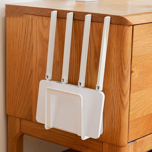 Router-Regal, wandmontiertes schwimmendes WLAN-Router-Rack, Wifi-Router-Aufbewahrungsbox, Kabel-Organizer zur Aufbewahrung von Internetkabeln, Drähten, Routern, TV-Set-Top-Boxen usw. (2er-Pack) von Whychstore