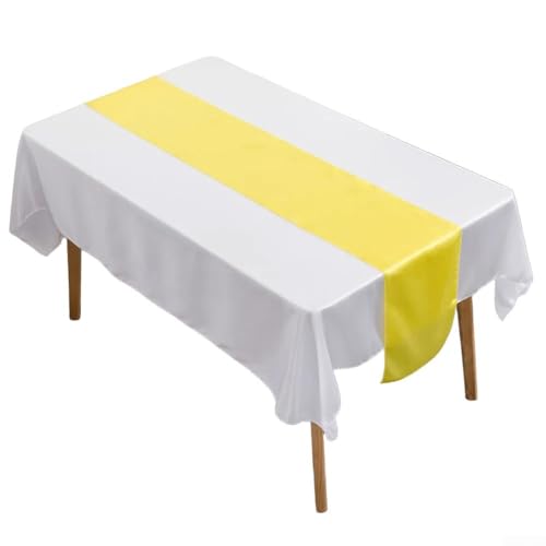 Schicker Satin-Tischläufer für Hochzeiten und Bankette, perfekte Ergänzung zur Veranstaltungsdekoration, Zitronengelb von Whychstore