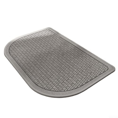 Schnell trocknende halbrunde Badematte, rutschfeste Badematte mit saugfähigen Mikrofaser-Oberflächen, Gummi-Rückseite, waschbare Bodenmatten, 40,6 x 61 cm (grau) von Whychstore