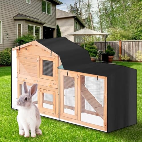 Schutzhülle für Kaninchenstall mit winddichten Funktionen, Sicherheit für Ihre Haustiere im Freien (schwarz, 147 x 52 x 86 cm) von Whychstore