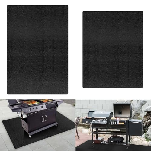 Schwarze Fiberglas-Grillmatte für Gasgrills, schützt Decks vor Fett, tragbar und stabil (39 x 72 cm) von Whychstore