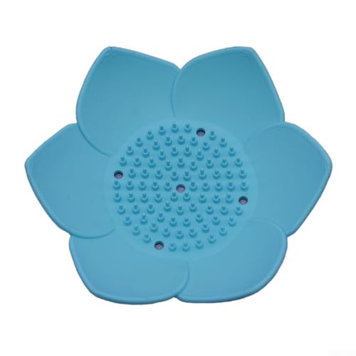 Seifenbox aus Silikon in Lotusform zur sicheren und organisierten Aufbewahrung von Badzubehör (blau) von Whychstore
