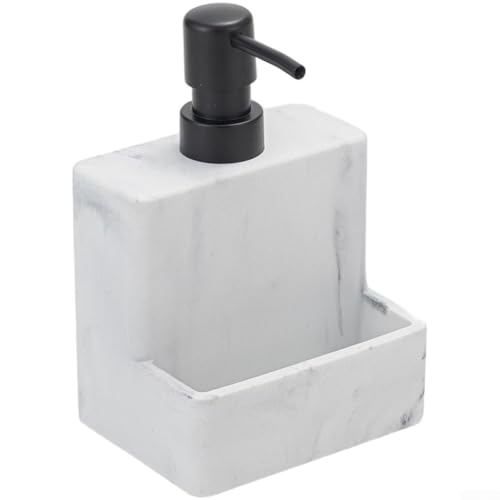 Seifenspender mit großem Fassungsvermögen und Schwammhalter, Marmor-Keramik-Flüssigseifenspender, für Küche, Arbeitsplatte, Badezimmer, 20 x 13 x 13 cm von Whychstore