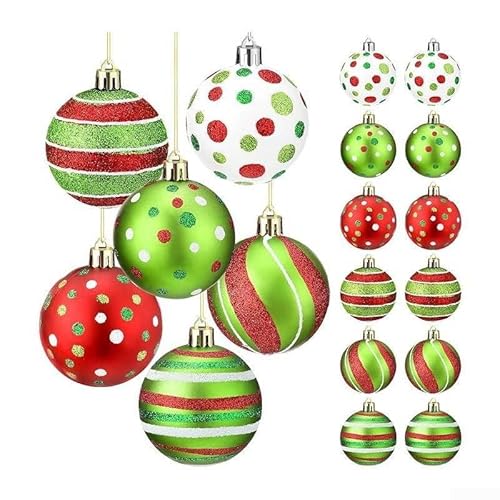 Set mit 24 Mini-Weihnachtsschmuck mit glitzerndem Design für lebendige Baum- und Heimdekorationen von Whychstore
