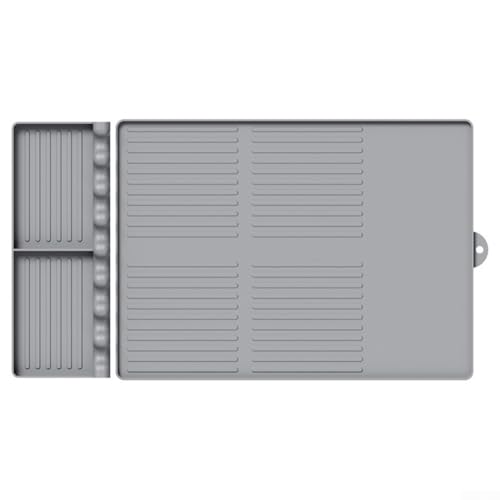 Silikon-Ablaufmatten-Set, Isoliermatten für Küche, Grill-Schutzmatten, für Arbeitsplatten, Tische, Grills, Grau, Schwarz, Orange (Grau-A) von Whychstore