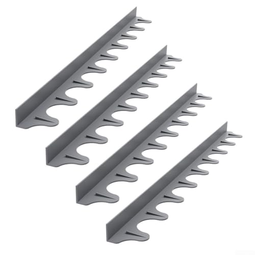 Silikon-Herdspaltstreifen, rutschfeste Küchenherd-Theken-Lückenabdeckungen, hitzebeständig, für Backofen und Trockner (4 Stück) (grau) von Whychstore