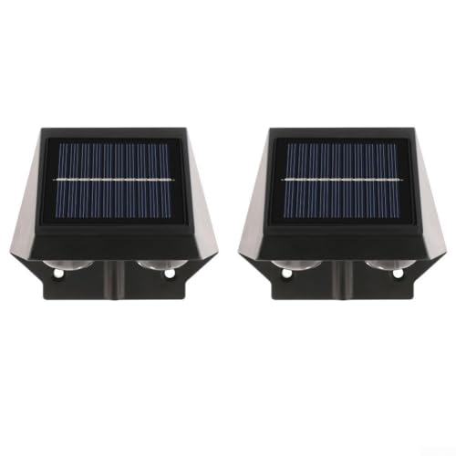 Solarlampe für den Innenhof, 2 Stück, wasserdichte Wandlaterne, solarbetriebene Outdoor-Gartenwandleuchten, für Innenhof, Balkon, Terrasse, Zaun, Weg (warmes Licht) von Whychstore