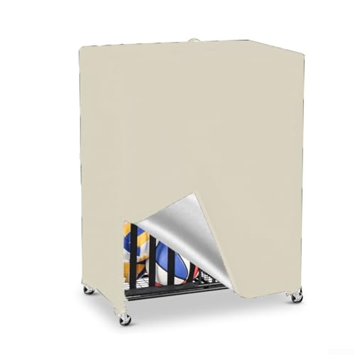 Strapazierfähige Basketball-Abdeckung zum Schutz vor Staub und Feuchtigkeit, mit wasserdichtem Material, atmungsaktivem Design, Front-Reißverschlüssen und Tragegriff oben (Meter weiß) von Whychstore