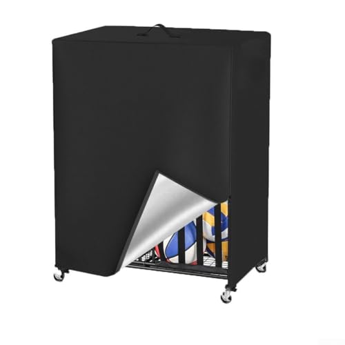 Strapazierfähige Basketball-Abdeckung zum Schutz vor Staub und Feuchtigkeit mit wasserdichtem Material, atmungsaktivem Design, Front-Reißverschlüssen und Tragegriff oben (schwarz) von Whychstore