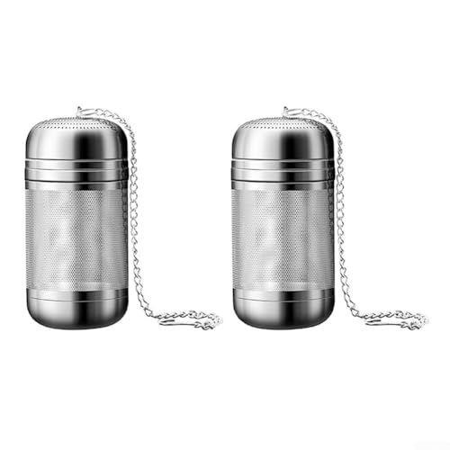 Teesieb aus Edelstahl, extra feinmaschig, mit Kettenhaken für losen Tee und Kräuter, einfache Reinigung, 2 Stück von Whychstore