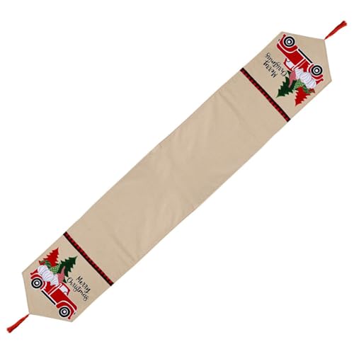 Tischläufer "Merry Christmas", Leinen-Tischläufer mit Weihnachtsbäumen, mit Quasten, für Esszimmer, Küche, Zuhause, 184 x 34 cm Tischläufer "Merry Christmas", Leinen-Tischläufer mit Weihnachtsbäumen, mit Quasten, für Esszimmer, Küche, Zuhause, 184 x 34 cm von Whychstore