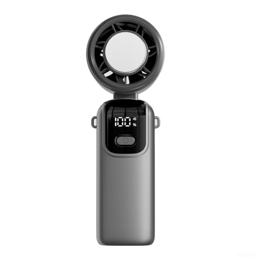 Tragbarer Kühlventilator, USB-betriebener, faltbarer Desktop-Ventilator, digitales Display für Windkraft, 6-Blatt-Turbinenmotor, für Reisen, Camping, Outdoor, Büro (lila) von Whychstore