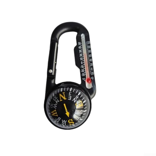 Tragbarer Mini für Kompass Thermometer Karabiner Clip, einfache Befestigung für Outdoor Werkzeug zur Temperaturüberwachung und Navigation auf Wander- oder Campingausflügen (B) von Whychstore