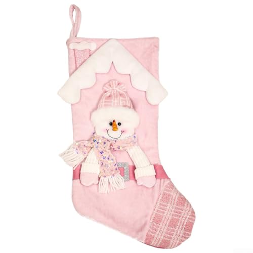 Weihnachtsstrumpf im Weihnachtsmann-Design zum Aufhängen am Kamin oder Baum, großer Stoffstrumpf für Urlaubs-Leckereien, Spielzeug und festliche Dekorationen (E-W85) von Whychstore