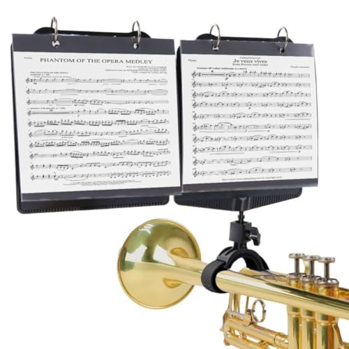 Whychstore Verstellbarer Notenständer, Notenständer mit 10 Folien für Seiten für Musiker, für musikalische Bedürfnisse, Schwarz (16 x 30 x 2 cm Ordner x 10) von Whychstore