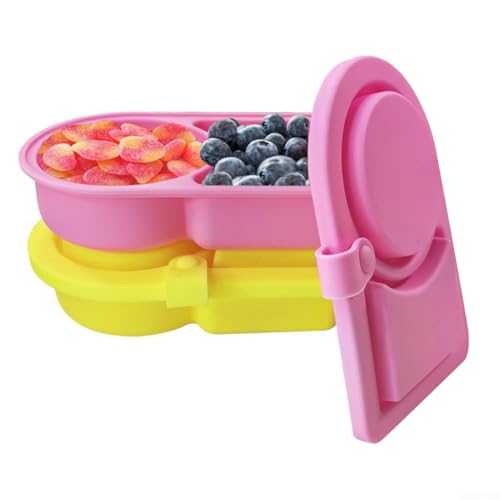 Zusammenklappbare Silikon-Frischhaltedosen mit auslaufsicheren Deckeln, geeignet für Mikrowelle, Kühlschrank, Gefrierschrank, Spülmaschine, platzsparend, Küchenschränke (Pink + Gelb) von Whychstore