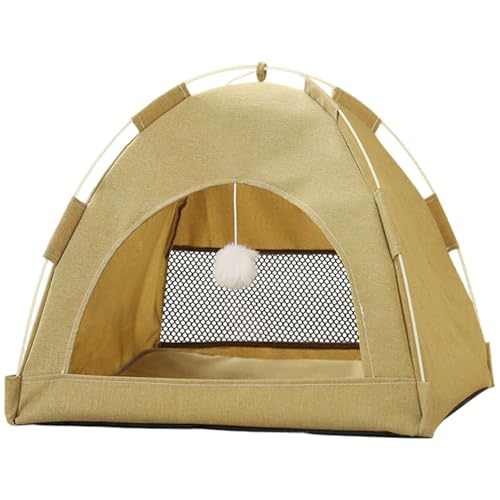 Cat Teepee, Katzenzelt 15x15x13in Oxford Stoff gemütliches Kätzchen Zelt mit Mesh Fenster und pelziger Ball Abnehmbares waschbares sicheres Haus für kleine Haustier 0-3 kg von Whyzsjnclg