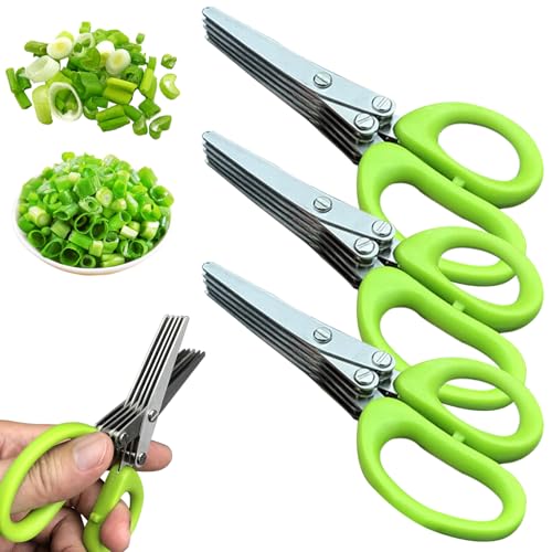 Kräuterschere, 5 Blade Kitchen Scissors 3pcs Edelstahl Salat Ergonomisches Kräuter scharfen Waschbar von Whyzsjnclg