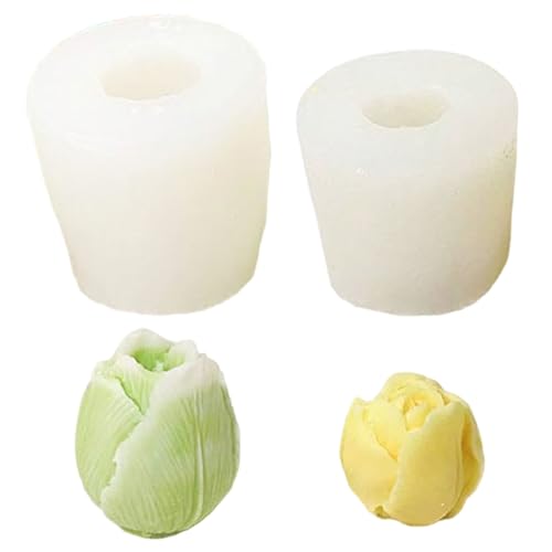 Silikonformen, 2pcs Tulips Kerzenformen 3D niedliche exquisite Tulips Design Dekorative DIY -Blume für Seife Aromatherapie Kerzenkerde Gips machen von Whyzsjnclg