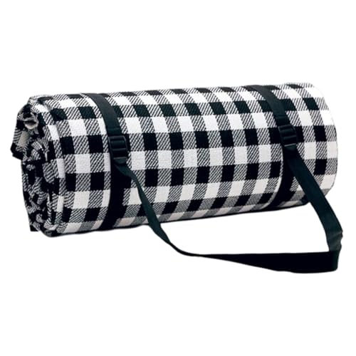 Whyzsjnclg Picknickenteppiche, Picknickdecke wasserdicht 200 x 200 cm groß und Dicker 3-Schicht-Strand-Deckenmatten Teppiche Schwarz-weiße Plaid für den Gebrauch im Freien von Whyzsjnclg