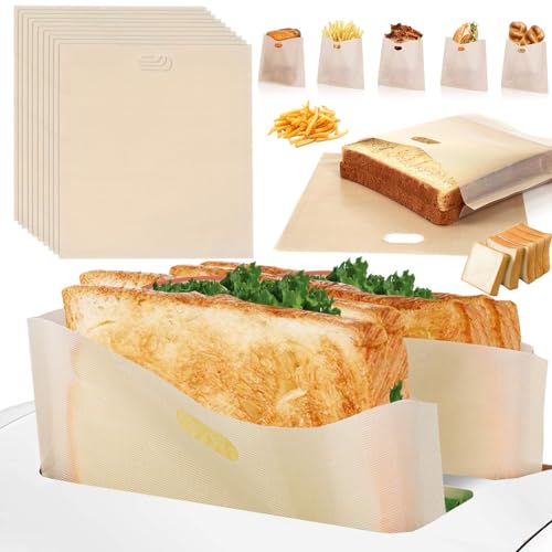 12 Stück Non-Stick Wiederverwendbare Toastabags, Toaster Beutel Toastertaschen, Teflon Toaster Beutel für Sandwich Pizza Snack Käse von WiDream