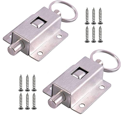 2 pcs Federriegel, Schieberiegel Türen, Türriegel Edelstahl Riegel, Mit Schrauben, für Badezimmer Schlafzimmer Toilette Etc alle Arten von Innentüren (5.8 * 3.7 cm) von WiDream