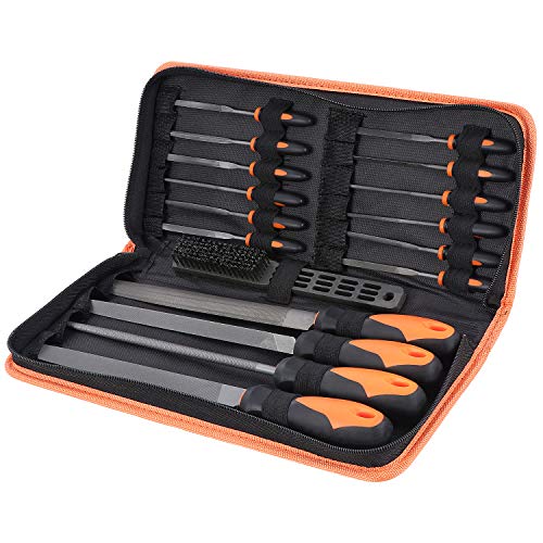 WiMas 17-in-one Werkstattfeile, Diamantfeile Metallfeile, 4PCS Flach, Halbrund, Rund, Dreikantfeile, 12PCS Nadelfeile und Reinigungsbürste für Metall DIY Handwerk von WiMas