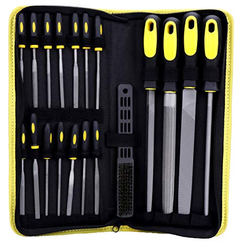 WiMas 19PCS Werkstattfeile Satz, Diamant Feile Set, Handfeilen-Kit mit flacher, Halbrunder, Runder, Dreieckiger Feile und Nadelfeile von WiMas