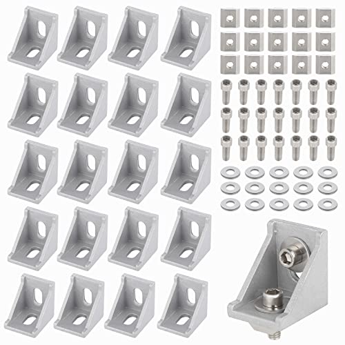 WiMas 20PCS Winkelverbinder 3030 Aluminium Aluprofil Wandhalter 90 Grad Winkel Raster Eckverbinder Befestigungsmaterial für Pfostentyp, Anschlusszubehör, Bauindustrie von WiMas