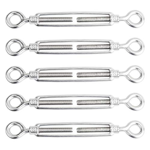 WiMas 5 Stück M8 Edelstahl Spannschlösser Draht Spanner, Verstellbare Spannschloss Augen und Augen Set, Drahtseil OO Spannung für Seil Kabel von WiMas