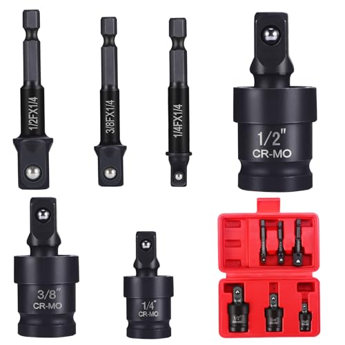 WiMas 6PCS Impact Universal Joint Socket Adapter Set Impact Driver Adapter Reducer Converter Adapter mit 3PC Universal Joint Socket und 3PC Drill Adapter, 1/4" 3/8" 1/2" Steckschlüssel Set WiMas 6PCS Impact Universal Joint Socket Adapter Set Impact Driver Adapter Reducer Converter Adapter mit 3PC Universal Joint Socket und 3PC Drill Adapter, 1/4" 3/8" 1/2" Steckschlüssel Set von WiMas