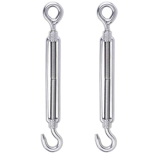 WiMas M10 Verstellbare Spannschlösser Draht Spanner, 304 Edelstahl Spannschloss Haken und Augen Set, Drahtseil OC Spannung, 2 Stück von WiMas