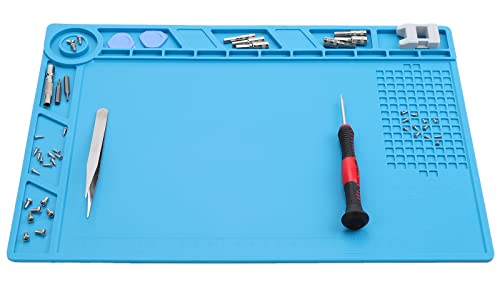 WiMas Silikon Lötmatte Magnetisch 500℃ Hitzebeständige Rutschfeste Silikonmatte Arbeitsmatte Tischmatte Arbeitsmatte für Löten von Elektronikbaugruppen und Leiterplatten Lötarbeiten, Blau von WiMas