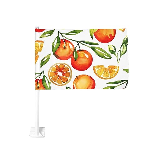 Orange Zitrus Autofahnen Doppelseitige Autofensterflagge Autofenster Clip Flagge Dekoration Banner Gartenflagge 30,5 x 45,7 cm von WiNwon