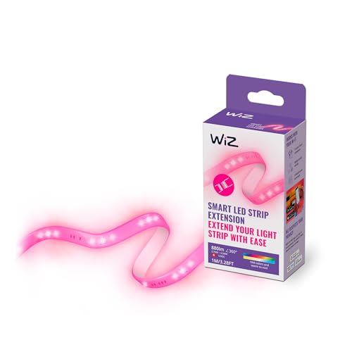 WiZ Lightstrip Tunable White and Color, 1 m Verlängerung, dimmbar, warm- bis kaltweiß, 16 Mio. Farben, 880 lm, 11W, smarte Steuerung per App/Stimme über WLAN, schwarz von WiZ