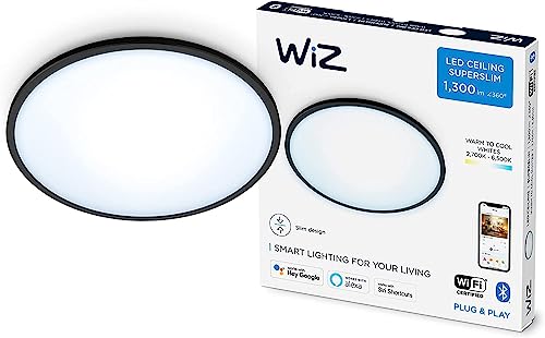 WiZ SuperSlim Deckenleuchte Tunable White, dimmbar, warm- bis kaltweiß, 14W, smarte Steuerung per App/Stimme über WLAN, schwarz von WiZ