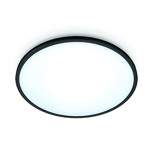 WiZ Tunable White Superslim Deckenleuchte 16W, Ø242 mm, LED Leuchte mit warm- bis kaltweißem dimmbarem Licht, smarte Lichtsteuerung über WLAN per Stimme/App, schwarz von WiZ