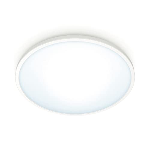 WiZ Tunable White Superslim Deckenleuchte (1300 lm), Deckenlampe mit warm- bis kaltweißem dimmbarem Licht, smarte Lichtsteuerung über WLAN per Stimme/App, weiß von WiZ