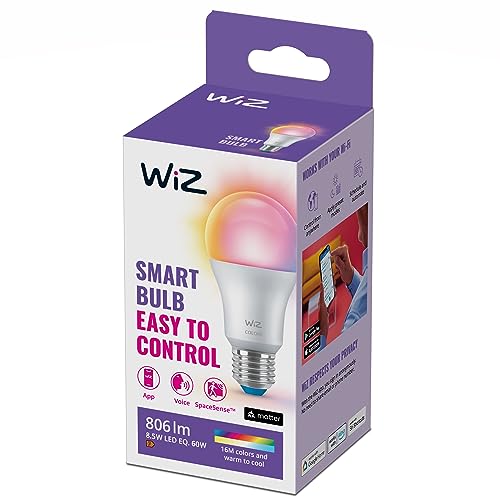 WiZ E27 LED Lampe Tunable White & Color, 60W, dimmbar, 16 Mio. Farben, smarte Steuerung per App/Stimme über WLAN von WiZ