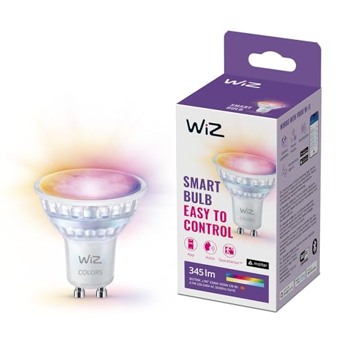 WiZ Tunable White and Color LED Spot GU10 1-er Pack (345 lm), 50 W Glas Spot mit 16 Mio. Farben oder warm- bis kaltweißem dimmbarem Licht, smarte Lichtsteuerung über WLAN per Stimme/App WiZ Tunable White and Color LED Spot GU10 1-er Pack (345 lm), 50 W Glas Spot mit 16 Mio. Farben oder warm- bis kaltweißem dimmbarem Licht, smarte Lichtsteuerung über WLAN per Stimme/App von WiZ