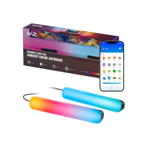 WiZ Gradient Light Bars - RGBIC zeigt mehrere Farben auf einmal an - Einfache Einrichtung, verbindet sich mit Wi-Fi-Steuerung mit App/Sprache, funktioniert mit Google Home, Alexa und HomeKit, 2er Pack WiZ Gradient Light Bars - RGBIC zeigt mehrere Farben auf einmal an - Einfache Einrichtung, verbindet sich mit Wi-Fi-Steuerung mit App/Sprache, funktioniert mit Google Home, Alexa und HomeKit, 2er Pack von WiZ