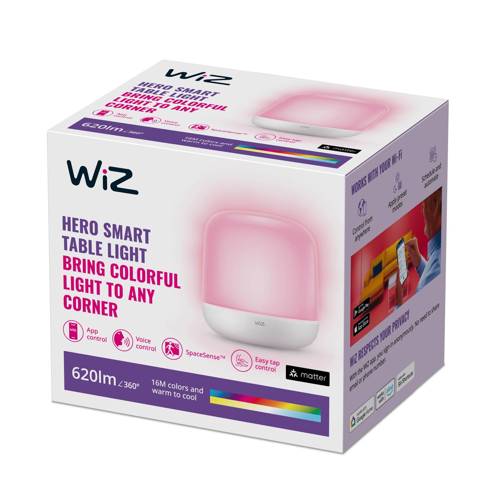 WiZ Hero LED-Tischleuchte RGBW, portabel von WiZ