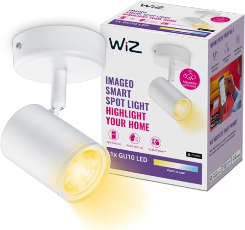 WiZ Tunable White Imageo 1er LED Spot (345 lm), LED Leuchte mit warm- bis kaltweißem dimmbarem Licht, smarte Lichtsteuerung über WLAN per Stimme/App, weiß von WiZ