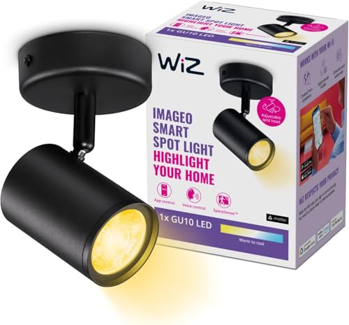 WiZ Imageo 1er-Spot Tunable White, Deckenleuchte, dimmbar, warm- bis kaltweiß, smarte Steuerung per App/Stimme über WLAN, schwarz von WiZ